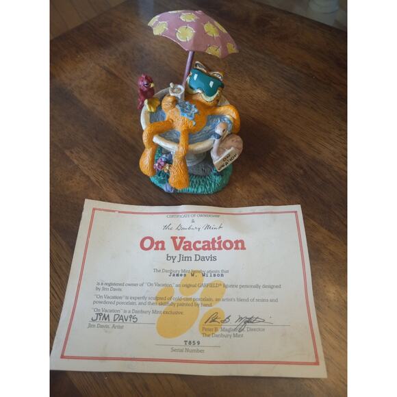 VINTAGE 1992 Garfield ''ON VACATION'' Figurine Jim Davis The Danbury Mint - Picture 5 of 5